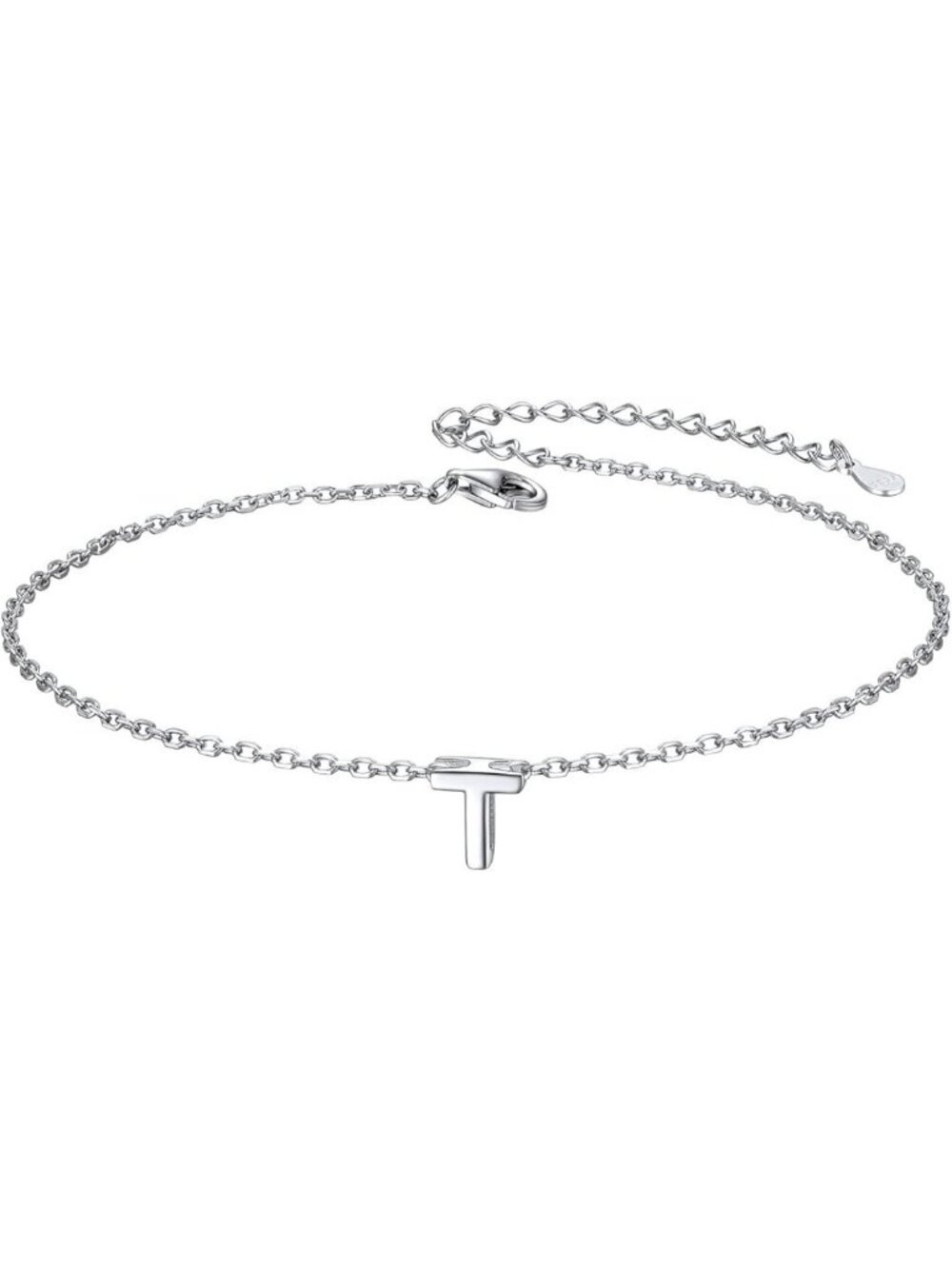 Letter T Initial Bracelet 925 Sterling Silver Letter Bracelet Dainty